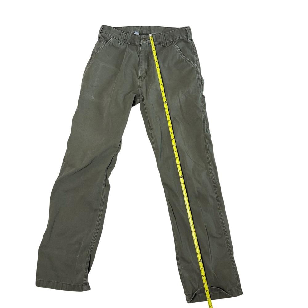 Carhartt Carpenter Work Pants Mens 32x34 Moss Green Canvas Utility - Picture 4 of 11